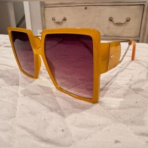 ALDO Oversized Square Sunglasses | Amber Yellow Frame + Gradient Lenses